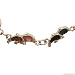 Multi Color dolphins silvertone bracelet